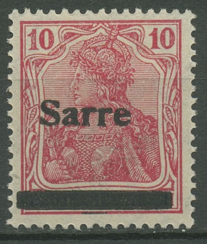 Saargebiet 1920 Germania mit Aufdruck Type III, 6 b III mit Falz