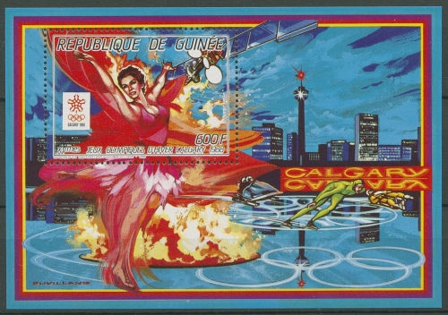Guinea 1987 Olymp. Spiele Calgary Eiskunstlauf Block 254 A postfrisch (C28971)