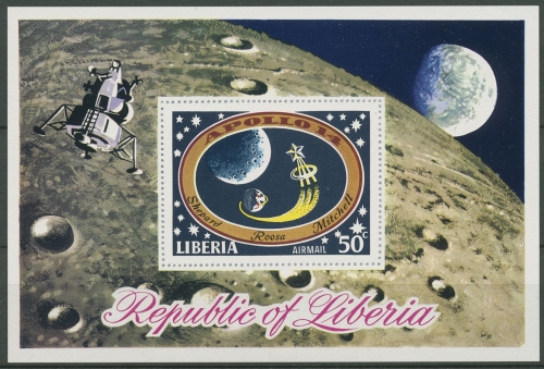 Liberia 1971 Raumfahrt Apollo 14 Mondlandung Block 54 postfrisch (C29044)
