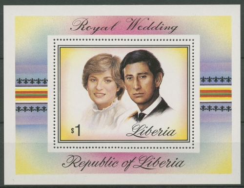 Liberia 1981 Hochzeit von Prinz Charles und Diana Block 98 postfrisch (C29049)