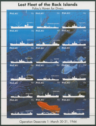 Palau 1995 Wracks japanischer Kriegsschiffe 868/85 ZD-Bogen postfrisch (SG29058)