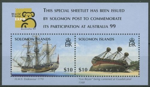 Salomonen 1999 AUSTRALIA Segelschiffe Endeavour Block 55 postfrisch (C29065)