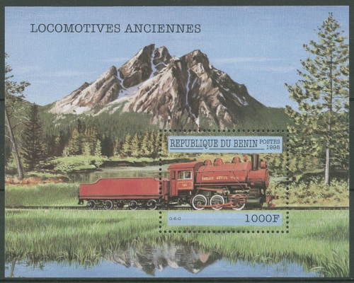 Benin 1998 Eisenbahn Dampflokomotiven Block 40 postfrisch (C29102)