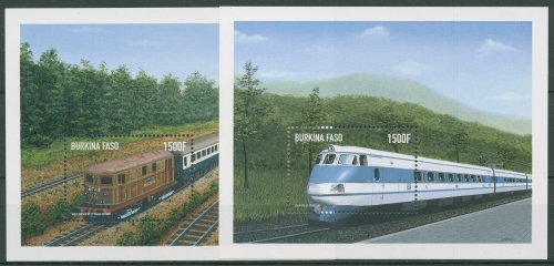 Burkina Faso 1998 Eisenbahn Lokomotiven Block 184/85 postfrisch (C29104)