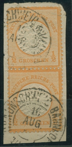 Deutsches Reich 1872 gr. Brustschild 18 Paar mit Stempel BRAUNSCHWEIG BHF.