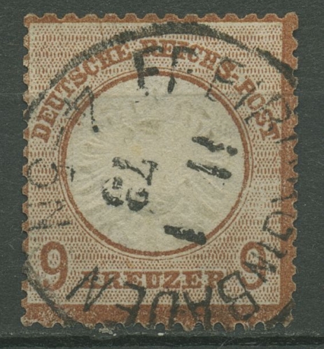 Deutsches Reich 1872 Adler mit großem Brustschild 27 a gestempelt, Zahnfehler