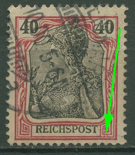 Deutsches Reich 1900 Germania REICHSPOST m. Plattenfehler 60 PF ? gestempelt