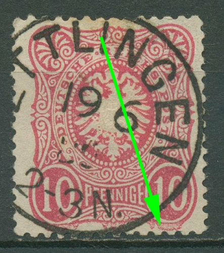 Deutsches Reich 1875 PFENNIGE mit Plattenfehler 33 a PF ? gestempelt