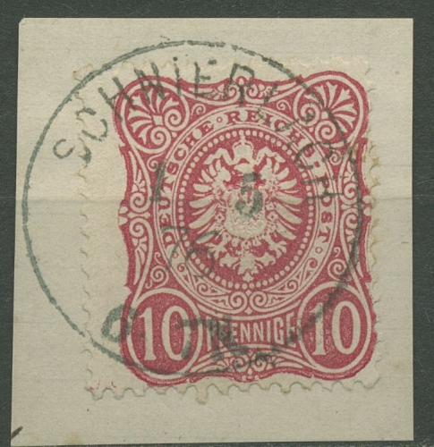Deutsches Reich 1875 PFENNIGE 33 a mit Stempel SCHNIERLACH (blau) Briefstück