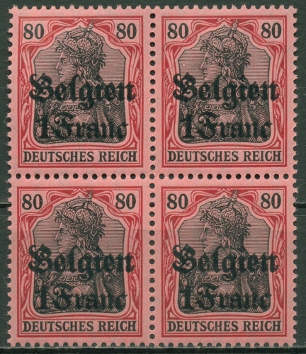 Landespost in Belgien 1914/16 Germania mit Aufdruck 4er-Block 7 postfrisch