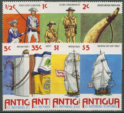 Antigua 1976 Amerika 200 Jahre Unabhängigkeit Schiffe 417/23 postfrisch