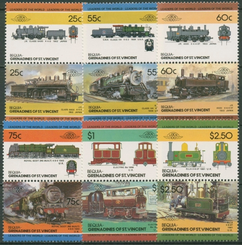 St. Vincent - Grenadinen Bequia 1985 Lokomotiven 126/37 ZD postfrisch