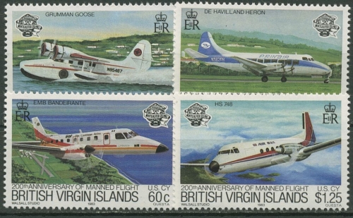 Britische Jungferninseln 1983 Luftfahrt Flugzeuge 456/59 postfrisch