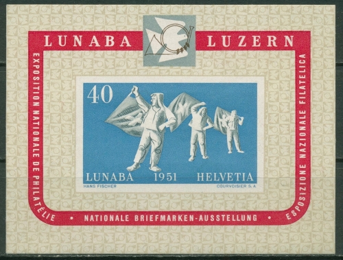 Schweiz 1951 LUNABA Luzern Fahnenschwinger Block 14 mit Falz (C28202)