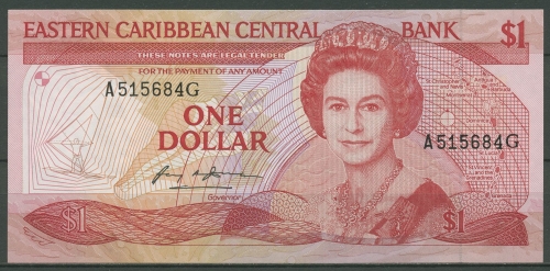 Ostkaribische Staaten 1 Dollar (1985-87) Suffix G, KM 17 g kassenfrisch (K431)