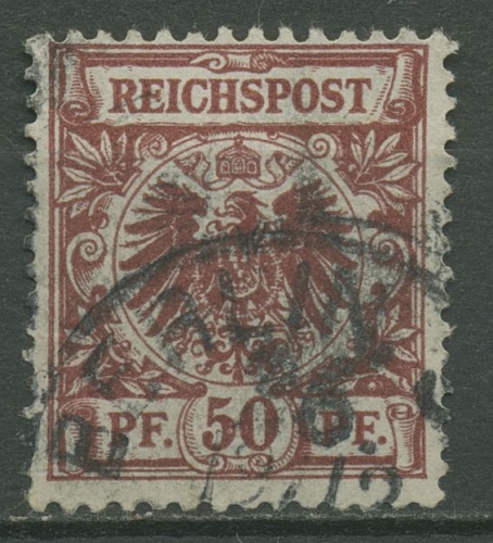 Deutsches Reich 1889 Krone/Adler 50 a gestempelt geprüft, kl. Zahnfehler