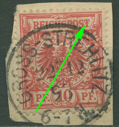 Deutsches Reich 1889 Krone/Adler Plattenfehler 47 b I geprüft Briefstück