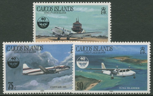 Turks- und Caicos-Inseln/Caicos-Inseln 1985 Luftfahrt 72/74 postfrisch