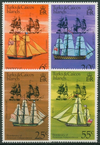 Turks- und Caicos-Inseln 1976 Unabhängigkeit Amerikas Schiffe 353/56 postfrisch