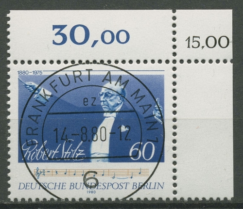 Berlin 1980 100. Geburtstag von Robert Stolz 627 KBWZ gestempelt
