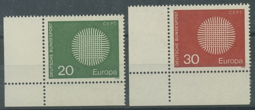 Bund 1970 EUROPA CEPT 620/21 Ecke 3 unten links postfrisch (E210)