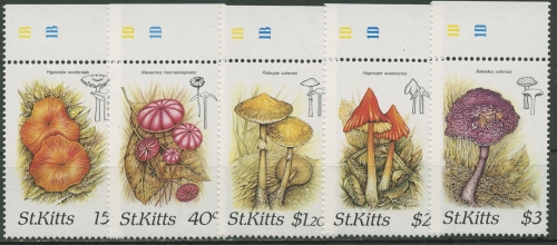 St. Kitts 1987 Pilze 213/17 Oberrand postfrisch