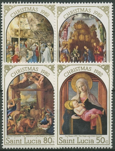 St. Lucia 1982 Weihnachten Gemälde 590/93 postfrisch