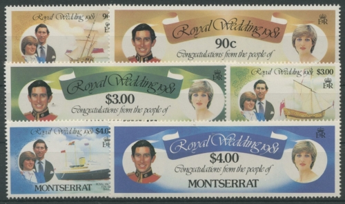 Montserrat 1981 Hochzeit Prinz Charles Lady Diana 465/70 postfrisch
