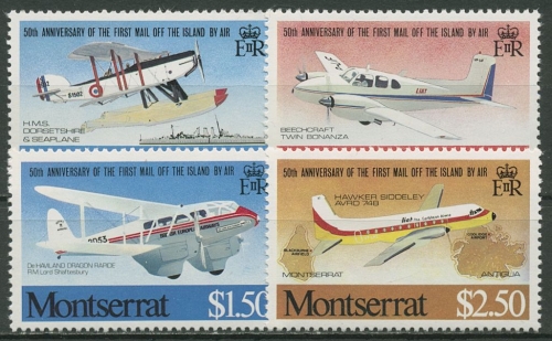 Montserrat 1981 Flugpostverbindung Flugzeuge 472/75 postfrisch
