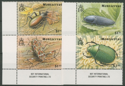 Montserrat 1994 Tiere Insekten Käfer 883/86 Ecke postfrisch