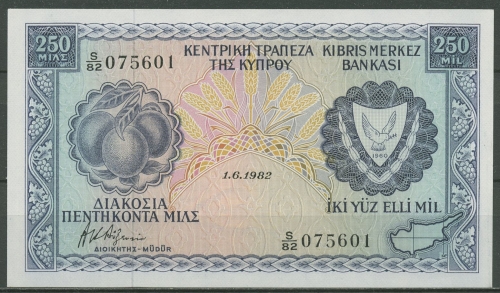 Zypern 250 Mils 1982, KM 41 c, fast kassenfrisch (K582)