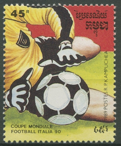 Kambodscha 1989 Fußball-WM Italien 1006 Blockeinzelmarke postfrisch