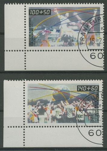 Bund 1990 Beliebte Sportarten 1449/50 Ecke 3 unten links gestempelt (E727)