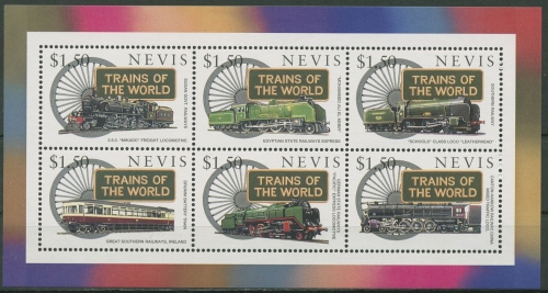 Nevis 1997 Lokomotiven Kleinbogen 1173/78 K postfrisch (C95653)