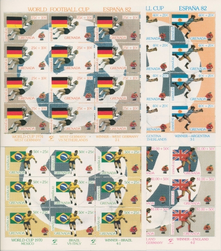 Grenada 1981Fußball-WM Spanien´82 Spieler Flaggen 1124/27 K postfrisch (C95656)