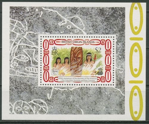 Britische Jungferninseln 1989 Kolumbus Ureinwohner Block 55 postfrisch (C95747)