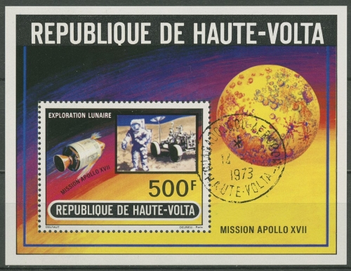 Obervolta 1973 Apollo 17 Raumfahrt Block 10 gestempelt (C29133)