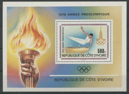 Elfenbeinküste 1979 Olympische Spiele Moskau Turnen Block 15 postfrisch (C29141)