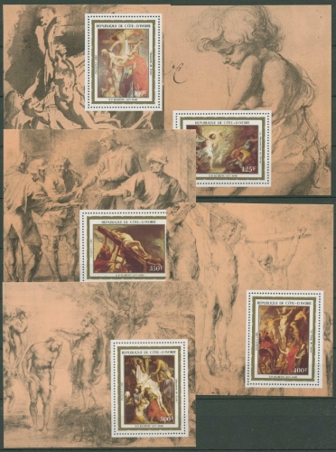 Elfenbeinküste 1983 Ostern Gemälde von Rubens 777/81 Blocks postfrisch (C29143)
