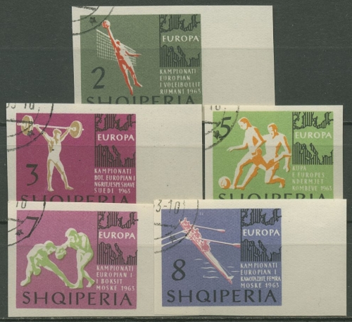 Albanien 1963 Sport Europameisterschaften 768/72 gestempelt geschnitten