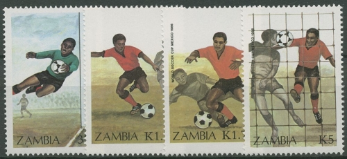 Sambia 1986 Fußball-WM in Mexiko Spielszenen 360/63 postfrisch
