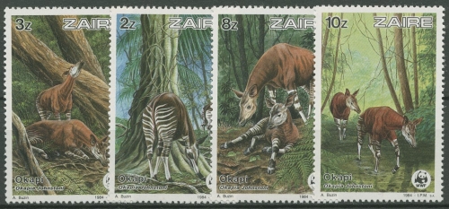 Kongo - Zaire 1984 WWF Naturschutz 0kapi 875/78 postfrisch