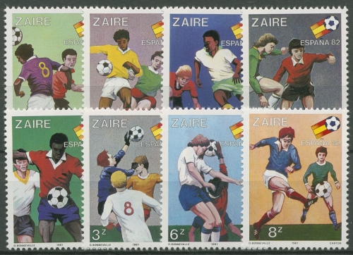 Kongo - Zaire 1981 Fußball-WM '82 in Spanien 722/29 postfrisch