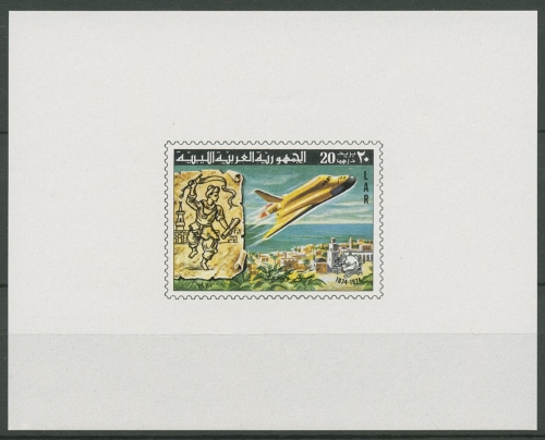 Libyen 1977 100 J. Weltpostverein Space Shuttle 584 B Block postfrisch (C29196)