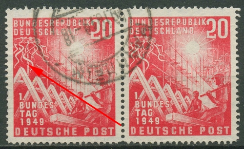 Bund 1949 Eröffnung 1. Bundestag mit Plattenfehler 112 III gestempelt im Paar