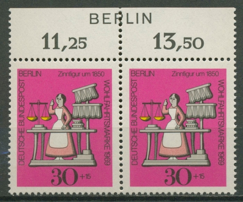 Berlin 1969 Wohlfahrt mit Oberrand Inschrift BERLIN 350 postfrisch