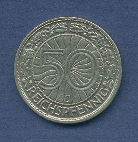 Deutsches Reich 50 Pfennig 1935 J, Kursmünze Nickel J 324 vz (m2600)