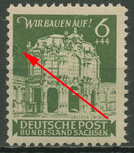 SBZ Ost-Sachsen 1946 Wiederaufbau mit Plattenfehler 64 aA III postfrisch