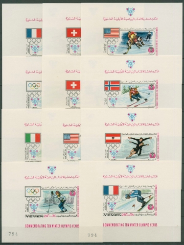 Jemen (Königreich) 1968 Flaggen Olympiade 529/39 Einzelblocks postfr. (C18998)