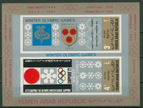 Jemen (Nordjemen) 1968 Olympiade Austragungsorte Block 82 postfrisch (C19021)
